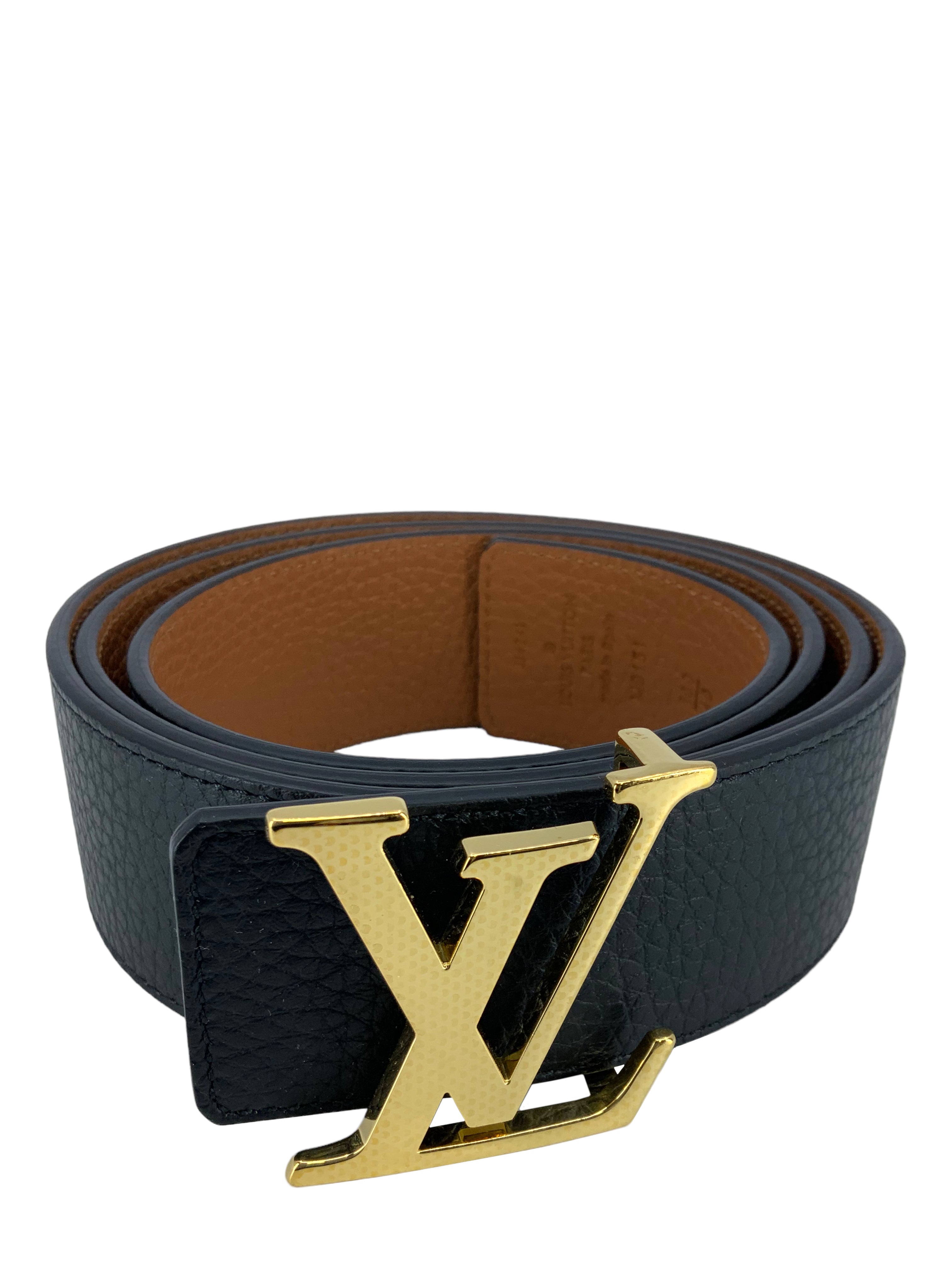 Authentic Louis Vuitton LV Initiales Reversible Leather Belt - Black & Brown - 100cm/40in - Luxury Unisex Fashion Accessory for Men & Women - Perfect for Office, Date Night & Formal Occasions