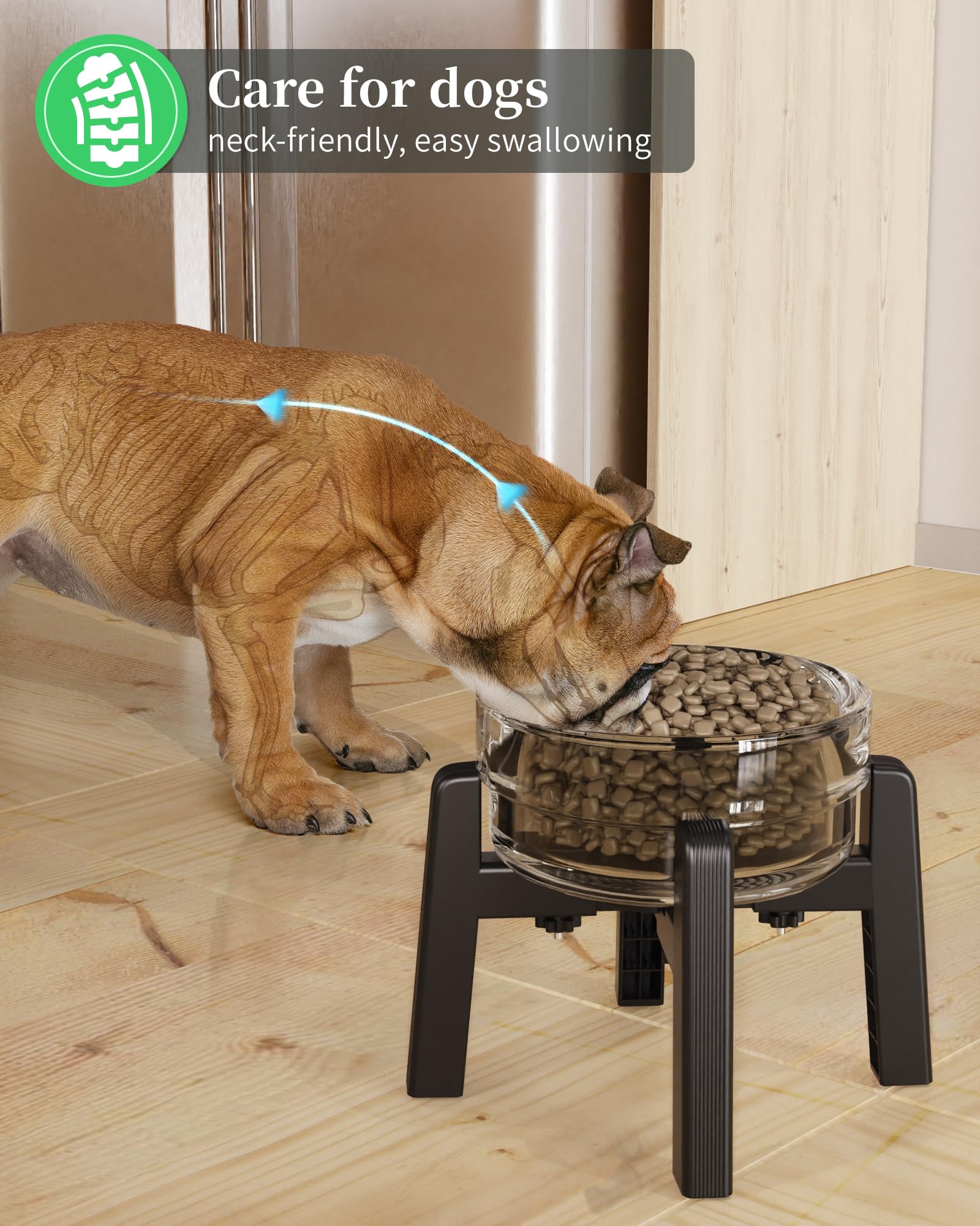 Adjustable Width CZPET Elevated Dog Bowl Stand - Anti-Slip Raised Pet Food & Water Feeder for Medium Dogs | Perfect for Kitchen, Living Room & Outdoor Use