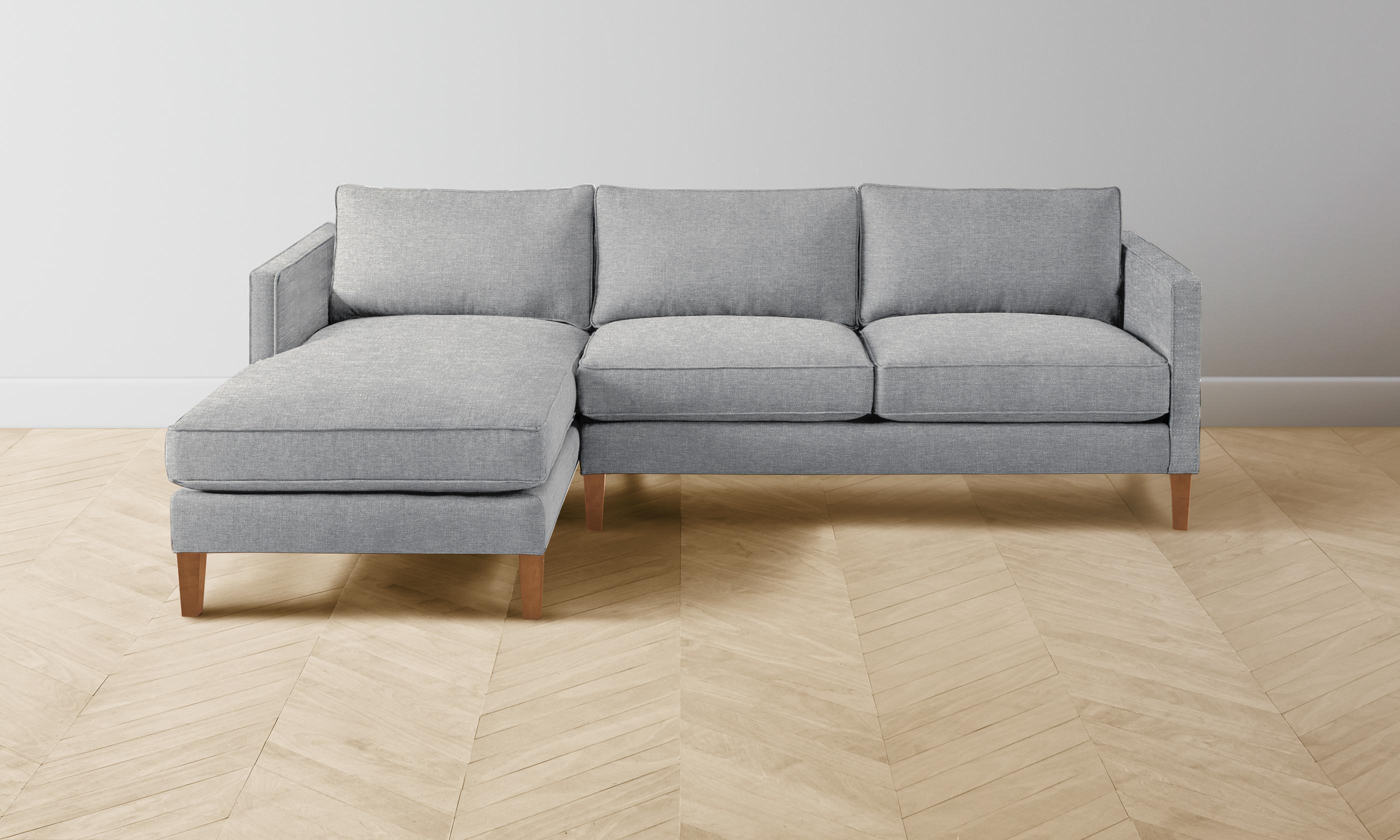 Premium Crosby Sectional Sofa - Soft Merino Wool Upholstery in Heather Grey | Modern Living Room Furniture for Cozy Home & Lounge Spaces