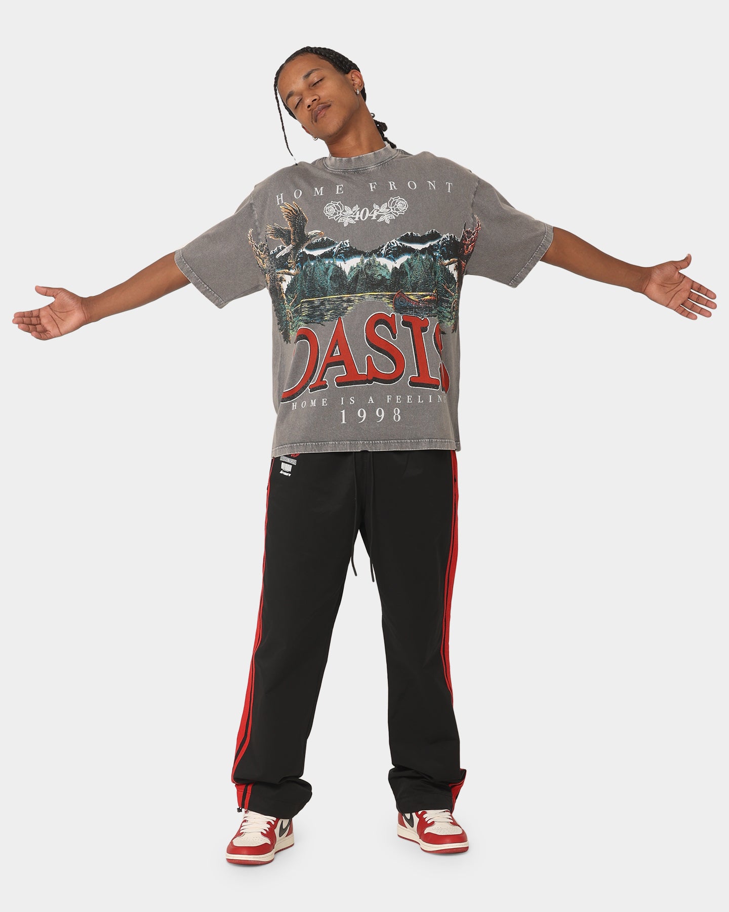 404 Oasis Vintage Graphic T-Shirt for Men - Soft Cotton Charcoal Tee - Retro Streetwear for Casual & Everyday Wear