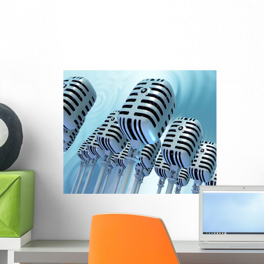 Wallmonkeys Microphones Wall Decal - Peel and Stick Graphic Art Sticker (18