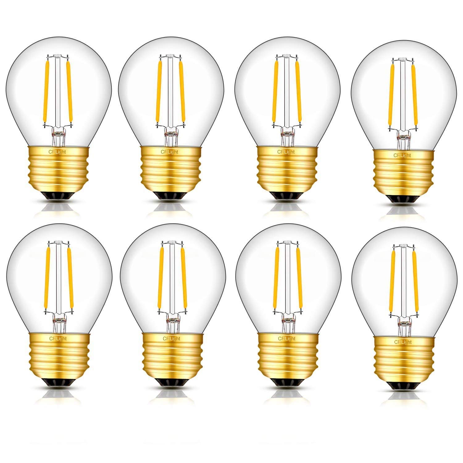 CRLight 2W LED Globe Bulb 3000K Soft White, 30W Equivalent 300LM Dimmable, E26 Base Vintage Edison Style G14/G45 Clear Glass Light Bulbs - 8 Pack for Chandeliers, Bathroom Vanity Mirrors, Restaurants & Cafe Lighting