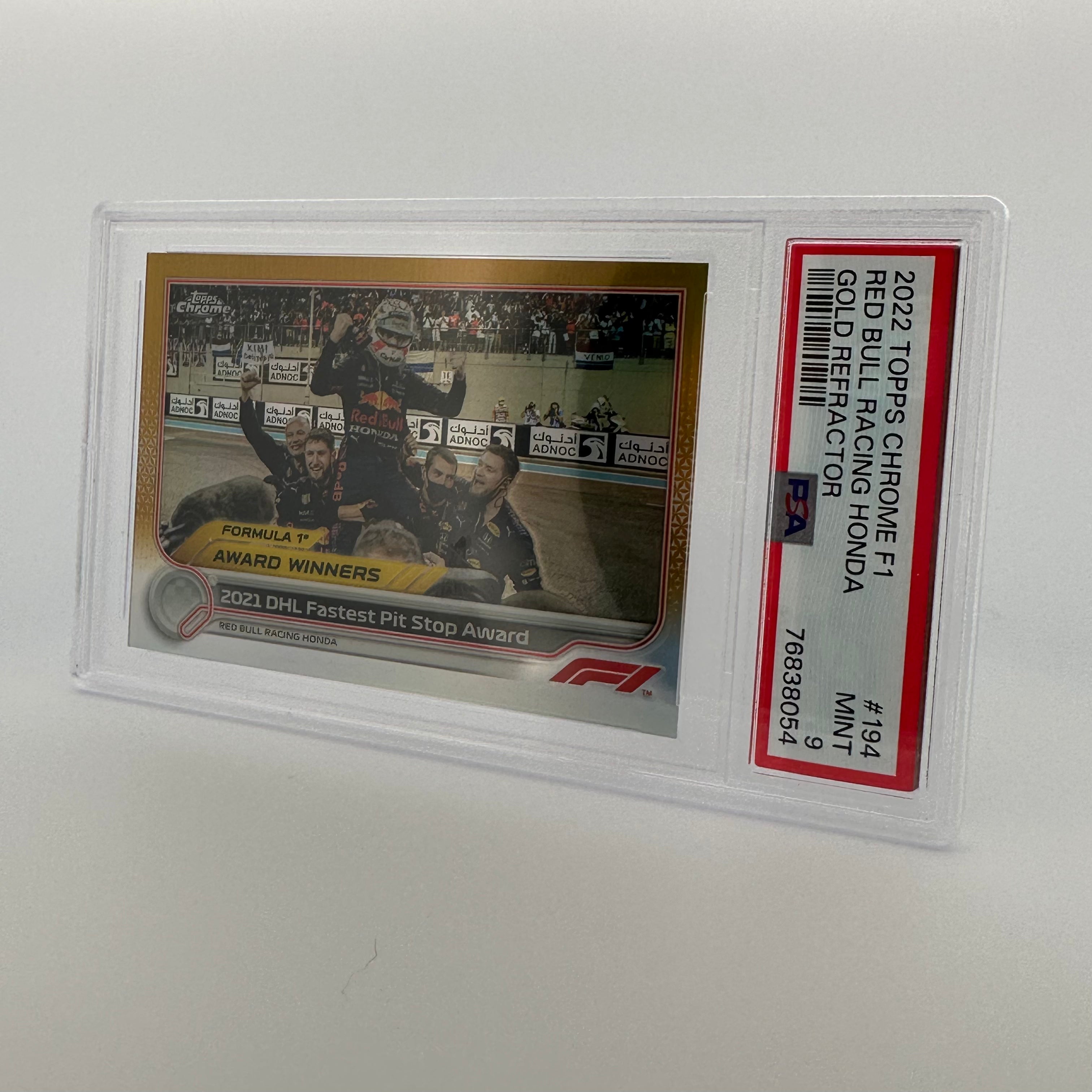 PSA 9 47/50 RED BULL RACING HONDA #194 GOLD REFRACTOR Trading Card - Rare Collectible for F1 Racing Fans & Sports Memorabilia Enthusiasts