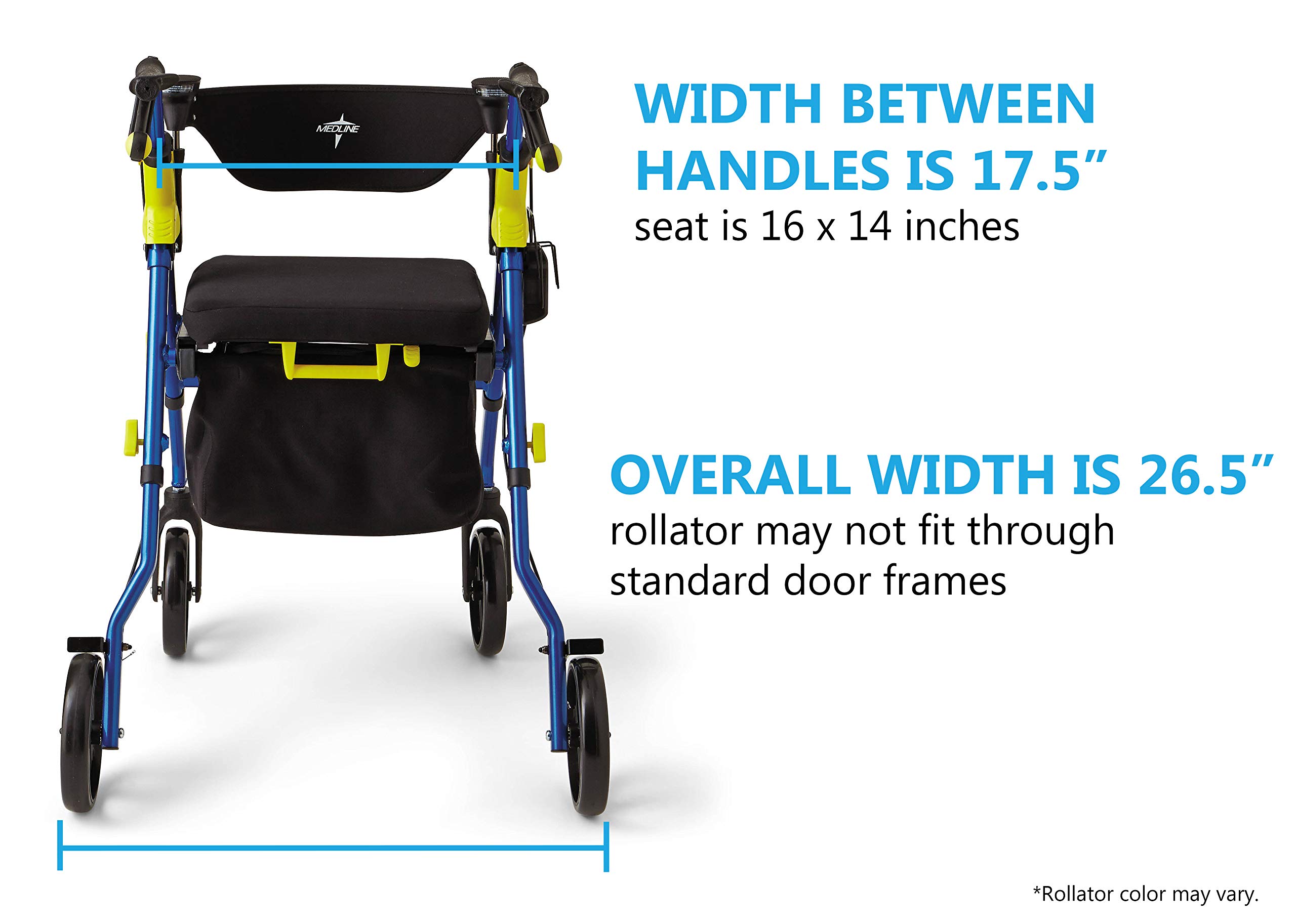 Premium Medline Empower Rollator Walker with Seat & 8-Inch Wheels - Foldable Mobility Aid for Seniors & Adults - Ideal for Indoor/Outdoor Use, Shopping & Travel (Silver)