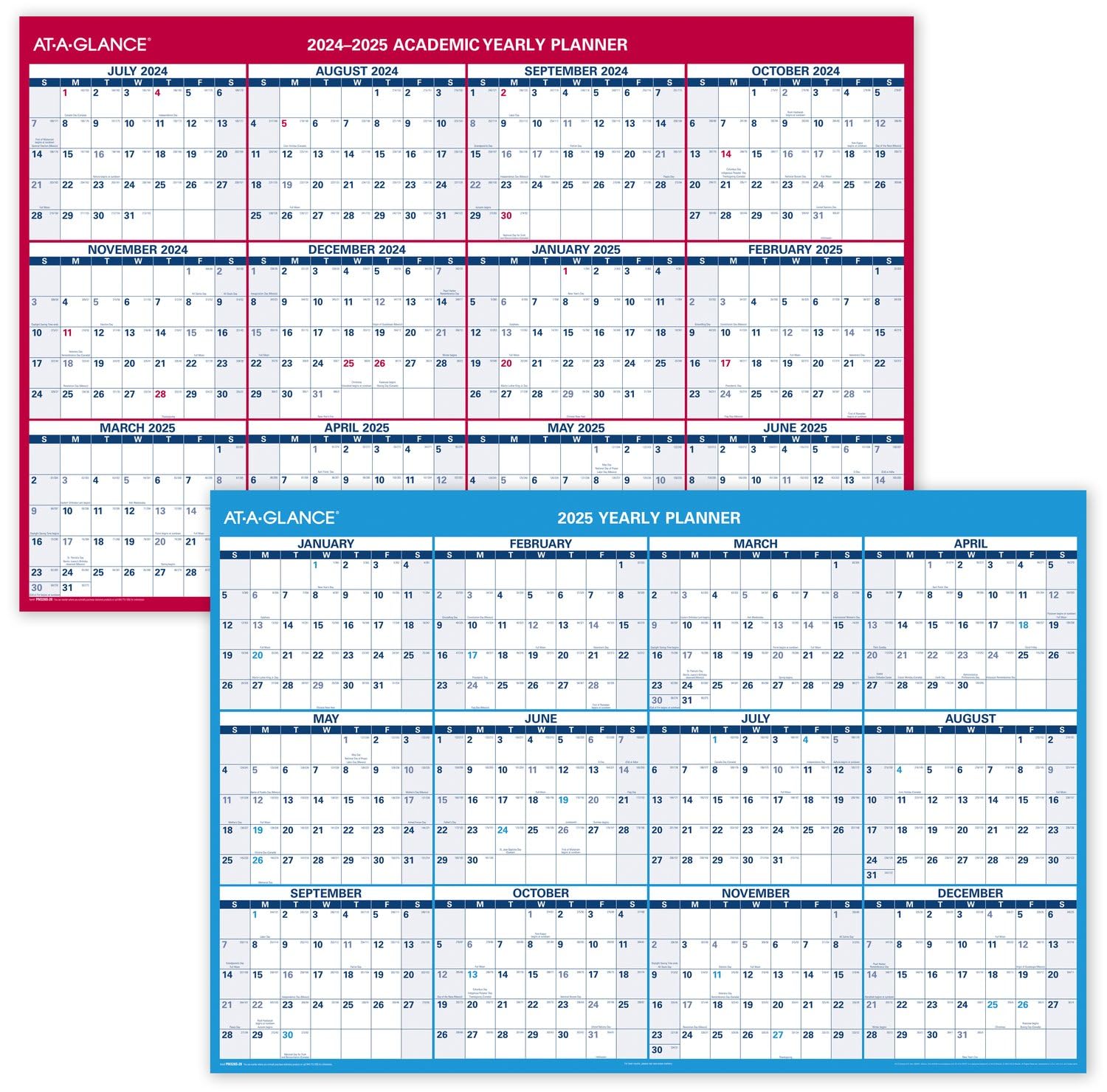 AT-A-GLANCE 2024-2025 Dry Erase Wall Calendar Planner - 48