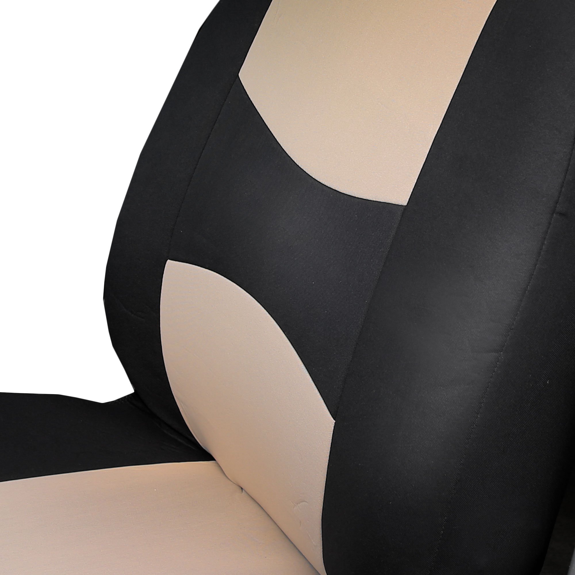 FH Group Universal Beige Car Seat Covers Full Set with Vinyl Floor Mats - Compatible with Cars, Trucks & SUVs, Airbag Safe, Split Rear Seat Design - Durable Flat Cloth & Combo Interior Accessories for Daily Commute, Road Trips & Family Protection