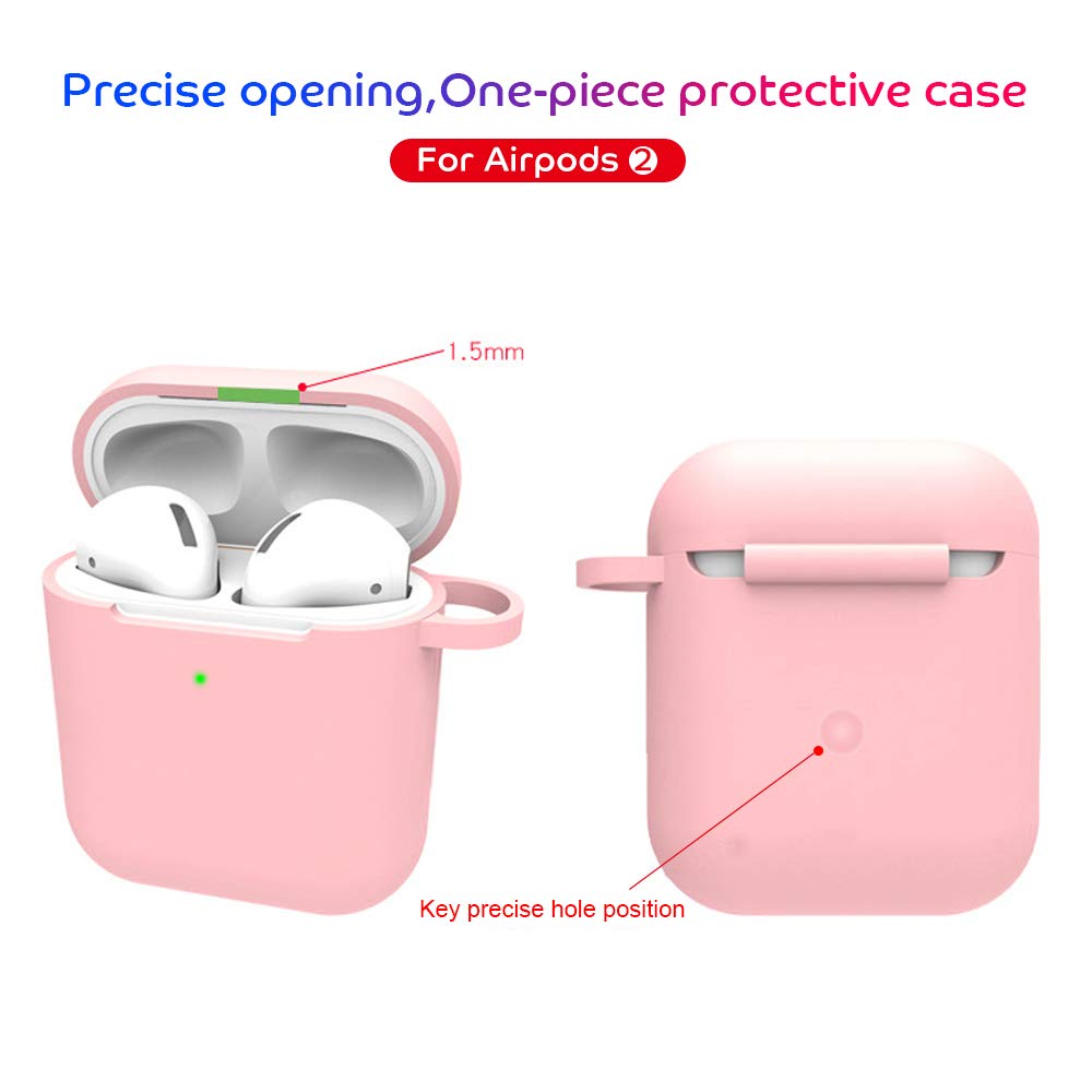 AirPods 2 Protective Case - Soft Silicone Cover with Charging Port & Anti-Lost Carabiner - Shockproof & Durable Earphone Sleeve for AirPods (Dark Blue) - Perfect for Gym, Travel & Everyday Use