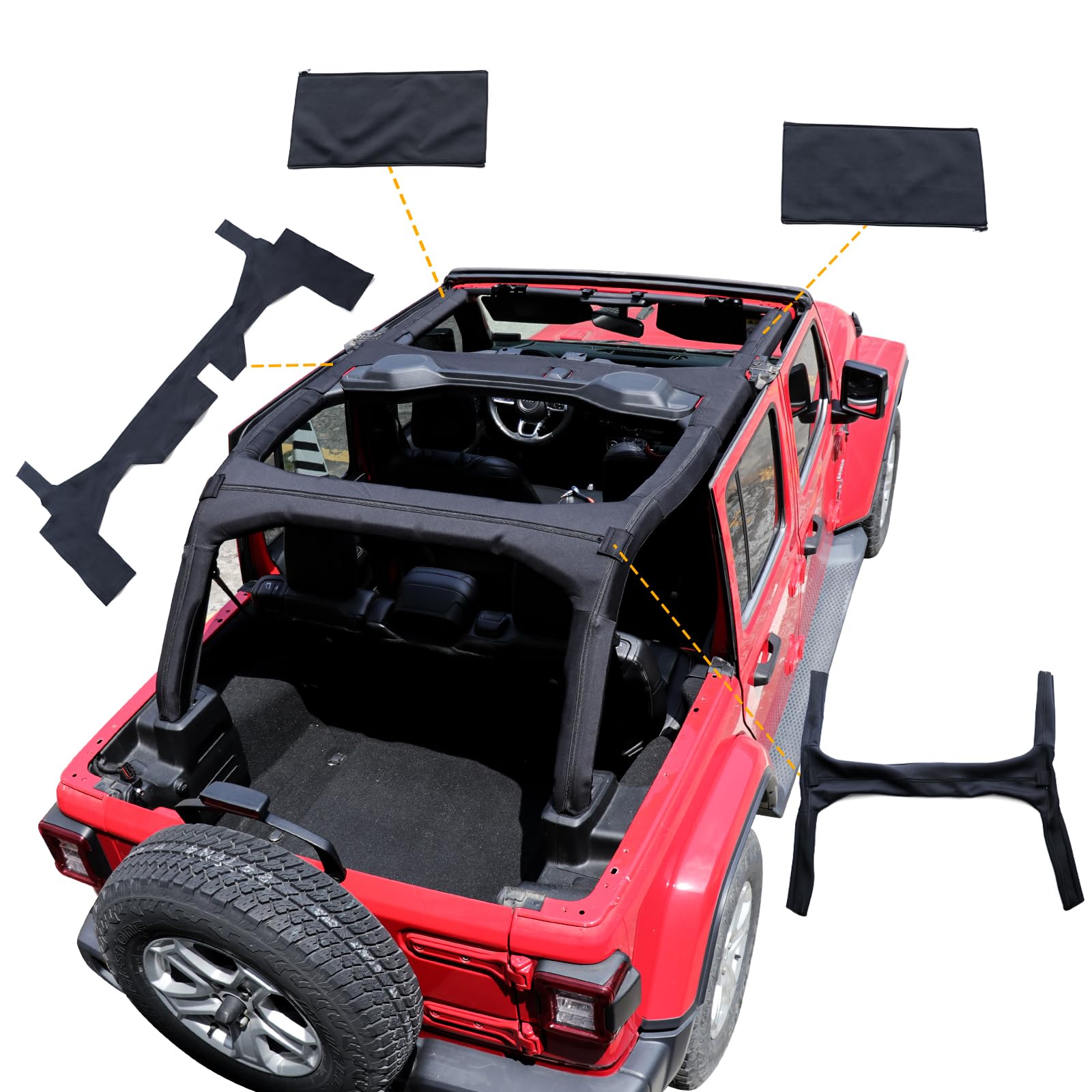 Jeep Wrangler JL Roll Bar Covers 4PCS (2018-2023 4 Door) - Scratch Protection for Roll Cage & Interior, Durable Accessories for Off-Road & Daily Driving