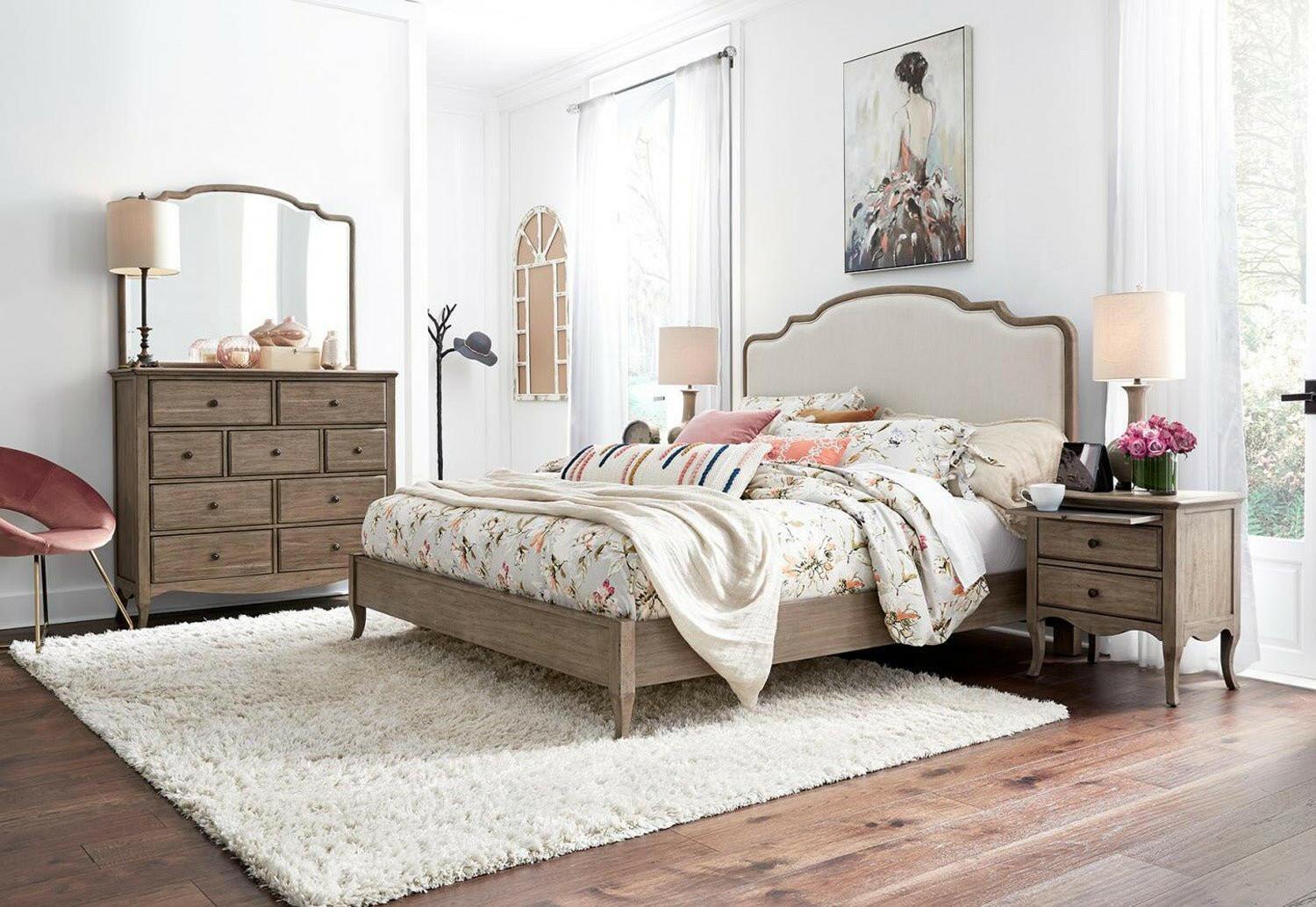Provence Queen Size Bed Frame with Headboard - Modern Wooden Platform Bed I222 422/403/402 for Bedroom, Guest Room & Master Suite