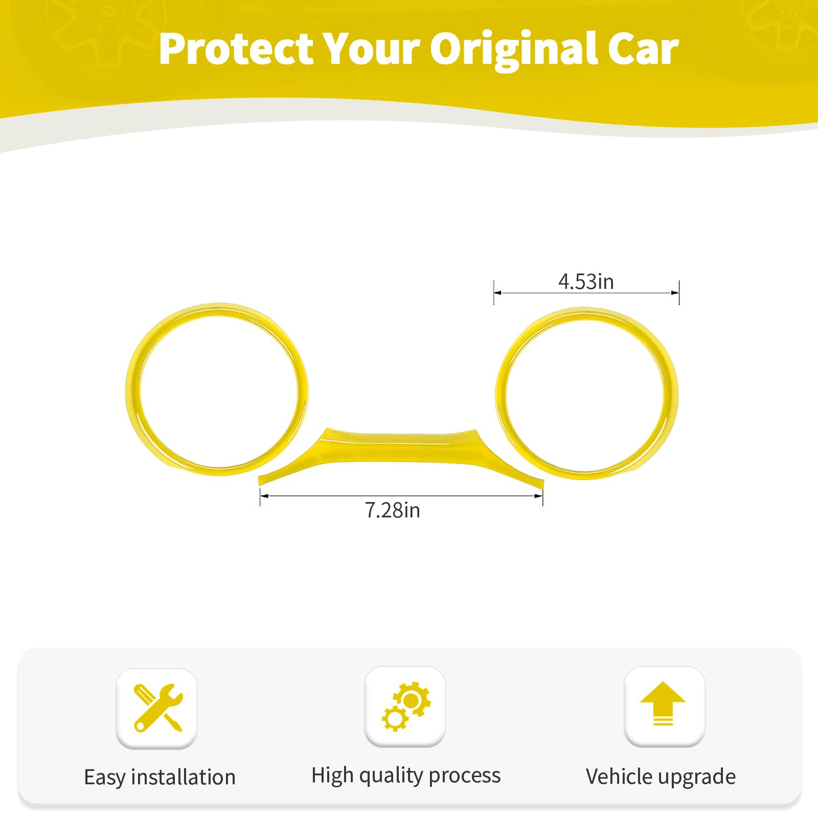 Jeep JL Dashboard Gauge Trim Ring Cover - Yellow Interior Accessories for Wrangler JL/JLU & Gladiator JT (2018-2023) - 3pcs Set - Perfect for Off-Roading & Custom Jeep Upgrades