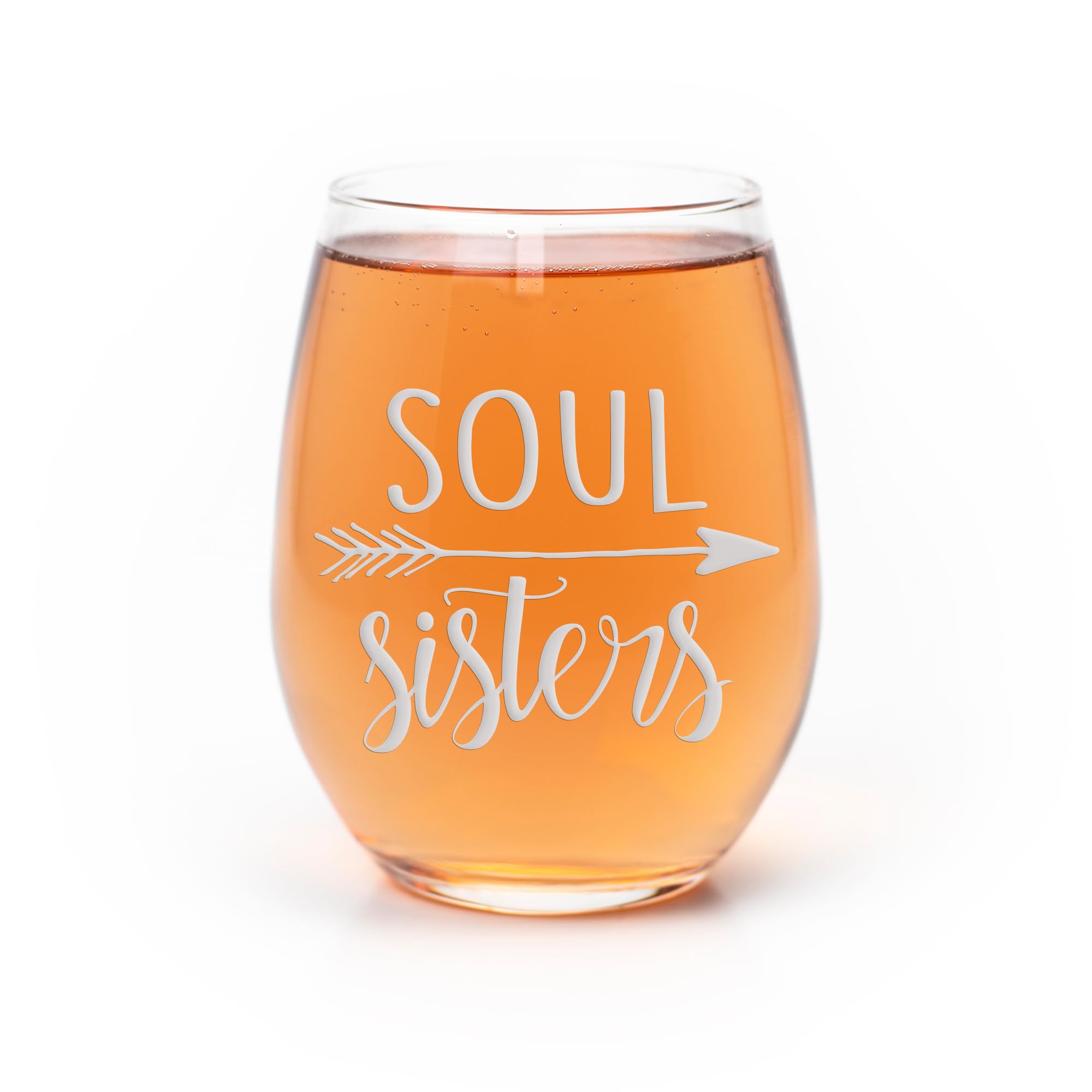 Soul Sisters With Arrows Stemless Wine Glass - Perfect Gift for Sisters, Best Friends & Girlfriends | Arrow-Themed Wine Tumbler for Birthdays, Bridal Showers & Girls' Night Out