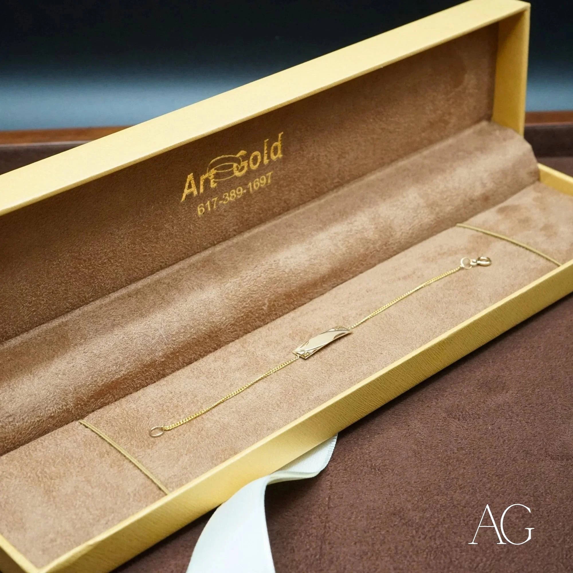 Timeless 18k Solid Gold ID Bracelet for Kids - Personalized Name Jewelry Gift for Children, Birthday & Special Occasions