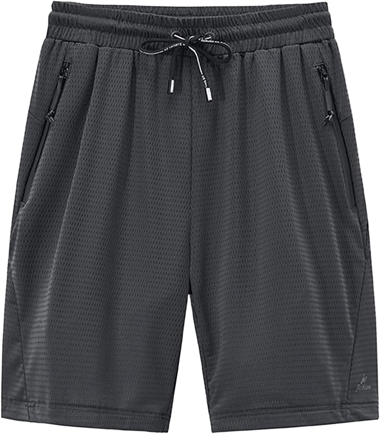 LAKIMHO Men's Athletic Shorts - Breathable Mesh Gym Shorts with Elastic Waistband & Zipper Pockets for Running, Workout, Training - Perfect for Fitness, Jogging and Casual Wear