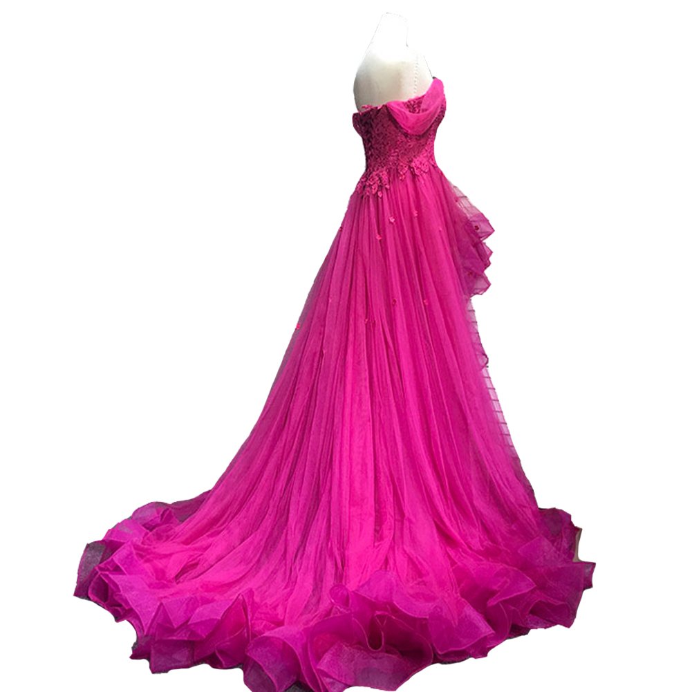 Kivary Off The Shoulder Beaded Lace High-Low Prom Dress for Homecoming & Formal Events - Elegant Evening Gown for Weddings, Parties & Special Occasions