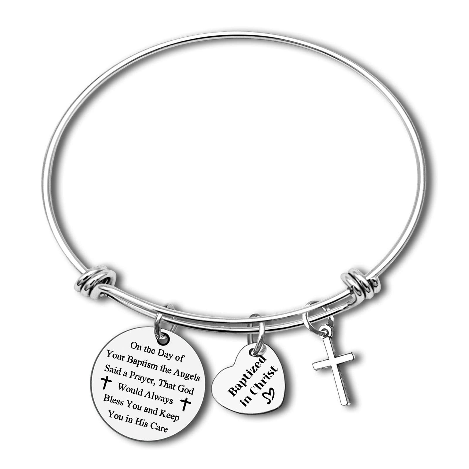 Christian Baptism Bracelet for Women - Adjustable Inspirational Bangle Jewelry, Baptism Gift for Friends & Family, First Communion Gift, Baptized in Christ - Perfect for Church, Weddings & Special Occasions