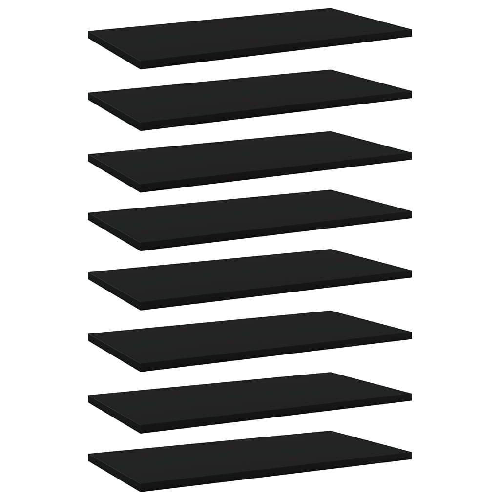 SKM Bookshelf Boards - 8 Pack Black Chipboard Shelves 23.6