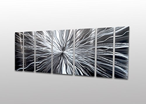 Modern Abstract Silver Metal Wall Panels - Large 'Cosmic Energy' Contemporary Art Sculpture for Home & Office Decor | Perfect for Living Room, Bedroom, or Gallery Wall Display