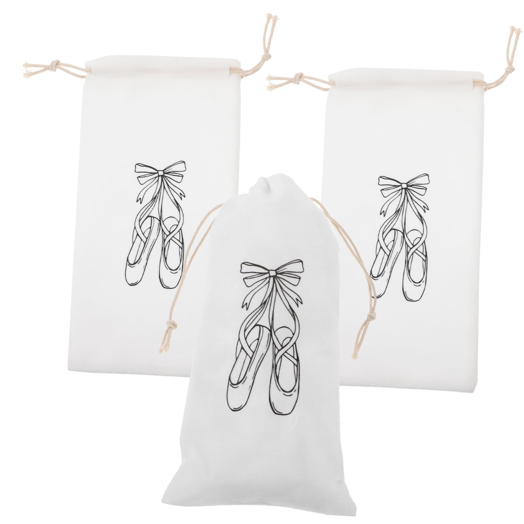 WESIEVYA Ballet Shoe Bags - 3 Pack Drawstring Dance Shoe Storage Pouches | Lightweight Lint-Free Material | Perfect for Ballet, Jazz, and Dance Classes | Compact & Convenient for Daily Use