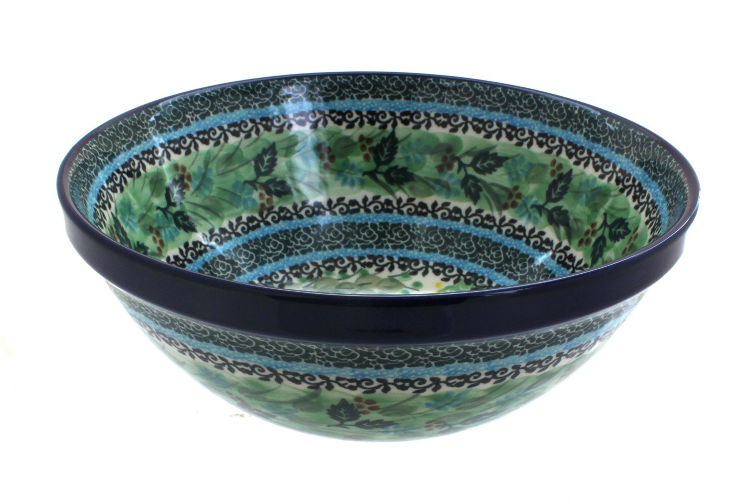Blue Rose Polish Pottery Teresa Medium Serving Bowl - Handmade Ceramic Bowl for Dining & Entertaining - Perfect for Salads, Pasta, Soup & Home Decor