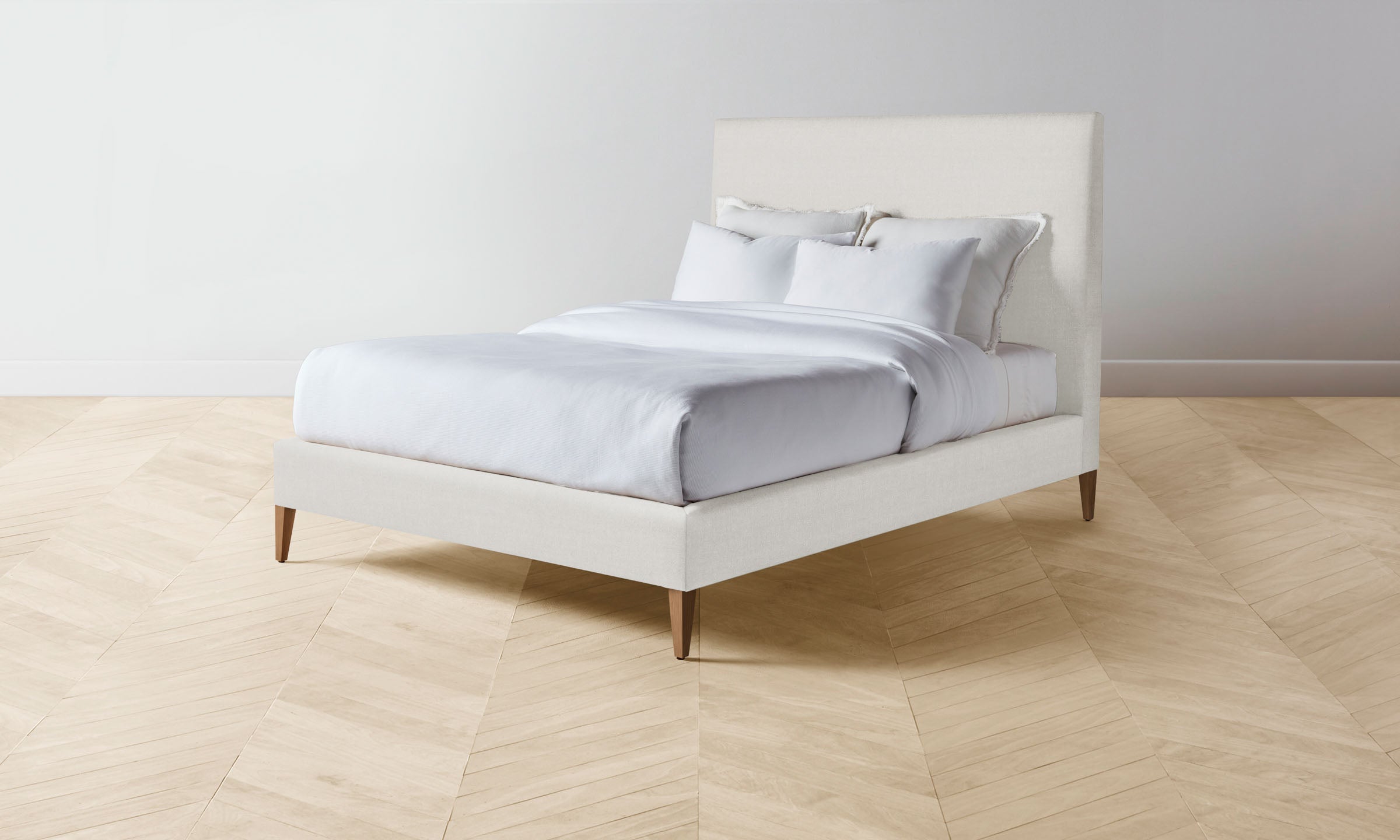 The Essex Bed - Premium Italian Brushed Wool Vanilla Bed Frame | Luxurious Bedroom Furniture for Modern Home Decor