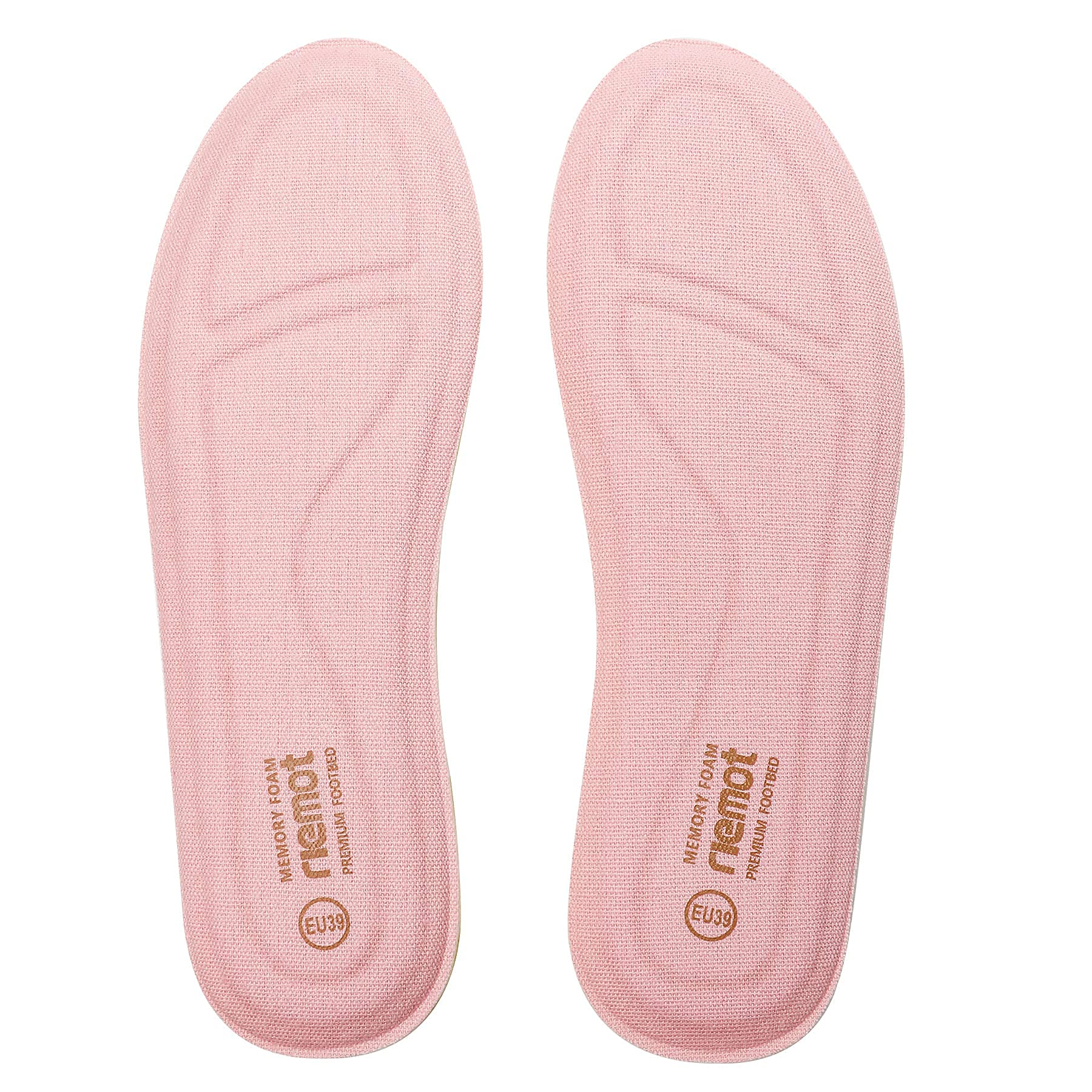 Riemot Memory Foam Insoles for Women - Comfort Cushioning Shoe Inserts, Super Soft Replacement Innersoles for Sneakers, Slippers & Boots - Breathable Full Length Shoe Insoles (Pink, EU 38, US Women 7/Men 5) - Perfect for All-Day Comfort at Work, Walking & Running