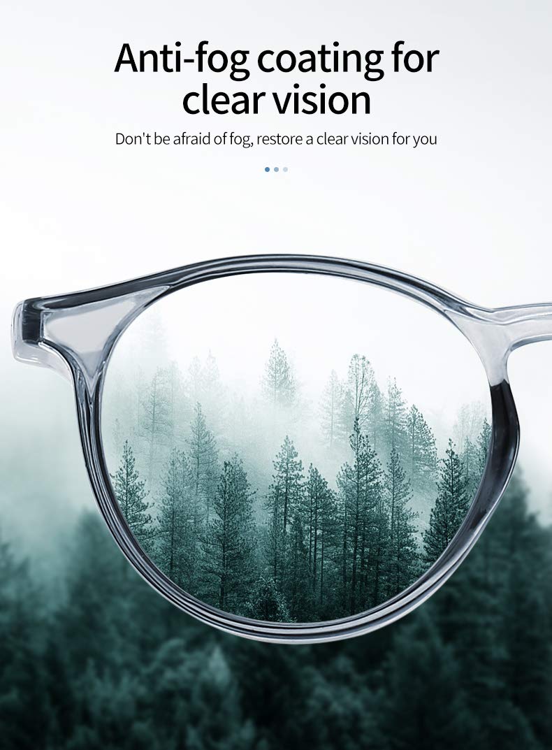 Alsenor Safety Glasses Anti-Fog - Protective Eyewear with Blue Light Blocking, Dust & UV Protection for Men & Women (Round, Clear) - Ideal for Construction, Lab Work & Computer Use