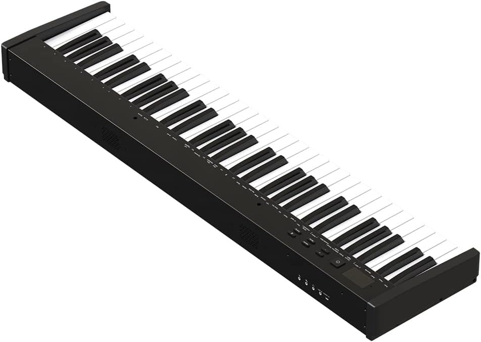 61-Key Semi-Weighted Portable Digital Piano Keyboard with Stand, Headphones & Sustain Pedal - Ideal for Beginners, Home Practice & Live Performances - Includes Carrying Case (Black)