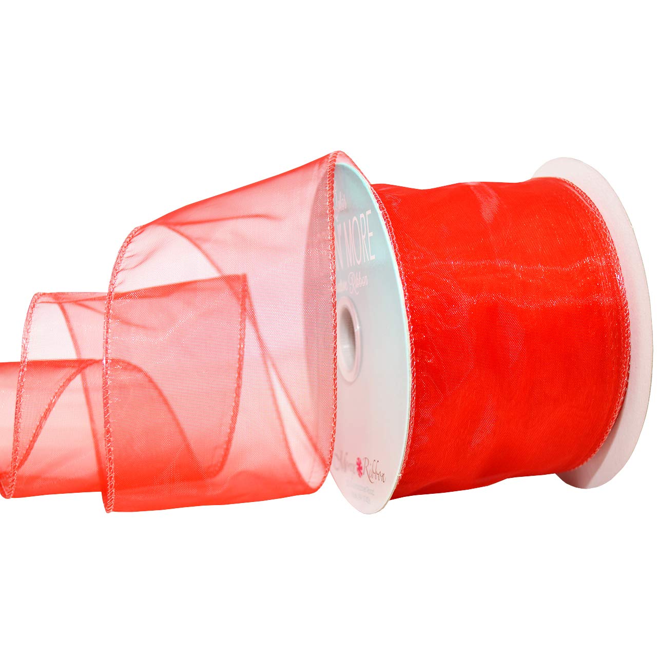 Morex 2.5-Inch Wired Chiffon Ribbon - 20 Yards Spool (Red) - Perfect for Gift Wrapping, Wedding Decorations, DIY Crafts and Hair Bows