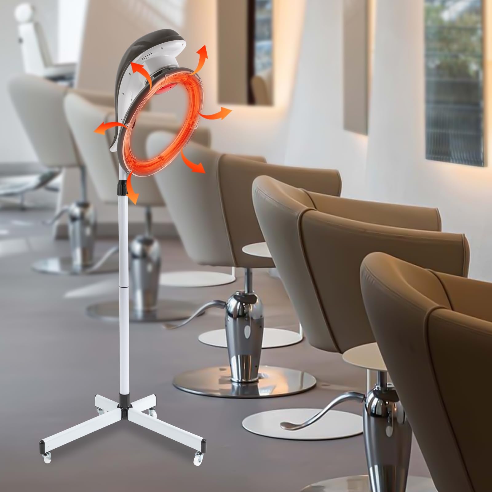 Professional Adjustable Hooded Hair Dryer Bonnet with Timer & 360° Rotation - Swivel Caster Rolling Base for Salon & Home Use - Perfect for Deep Conditioning & Styling Treatments
