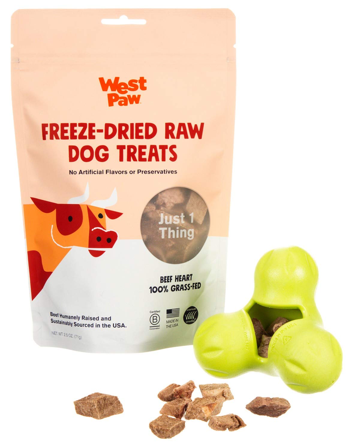WEST PAW Zogoflex Tux Treat Dispensing Dog Chew Toy & Freeze-Dried Beef Heart Dog Treats Bundle | Puppy Training Chew Toys for Small Dogs | Made in USA | Perfect for Playtime & Positive Reinforcement Training