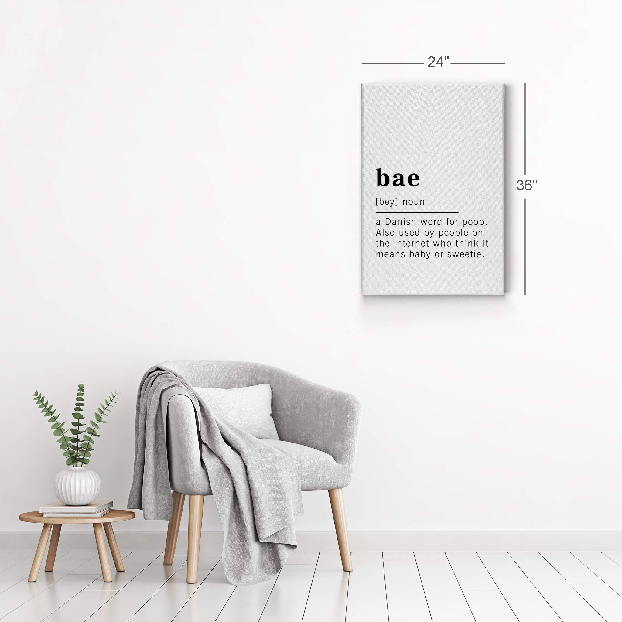 Funny Noun Dictionary Definition of Bae Canvas Print - Inspirational Quote Wall Art for Office, Living Room, Bedroom & Bathroom - Ready to Hang Home Decor (36x24 inches) - Made in USA | Perfect Gift for Couples & Funny Home Decoration
