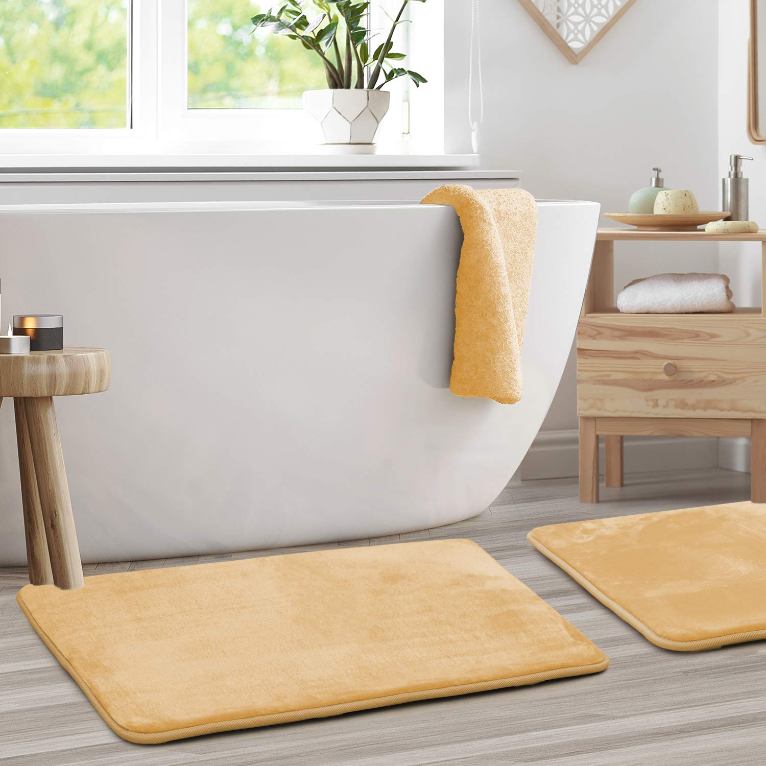 Clara Clark Memory Foam Bath Mat Set of 2 - Ultra Soft Non-Slip Bathroom Rug, Super Absorbent & Fast Drying, Machine Washable (20