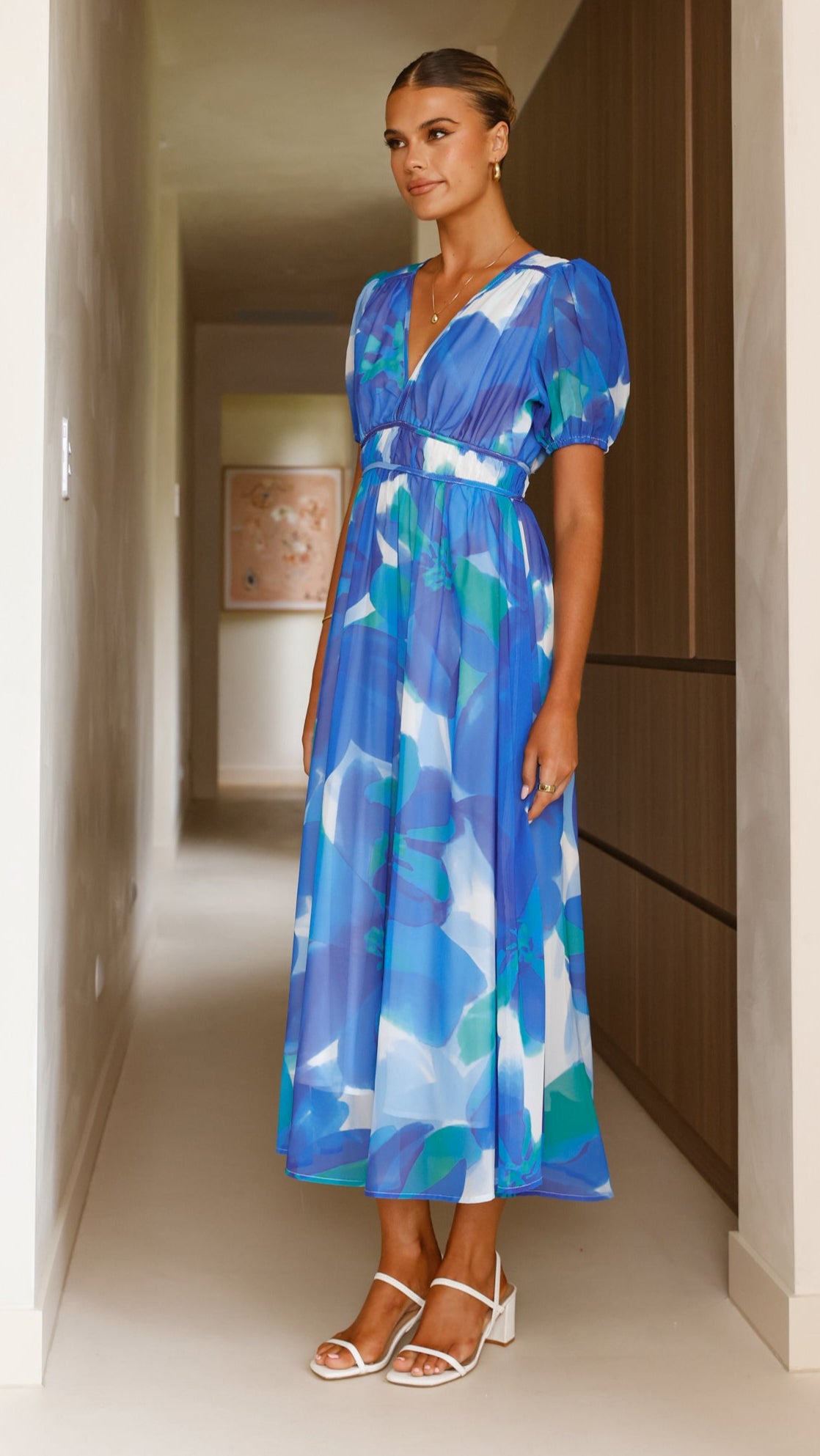 Ilah Maxi Dress for Women - Flowy Blue & Green Summer Beach Dress | Perfect for Vacations, Parties & Casual Outings