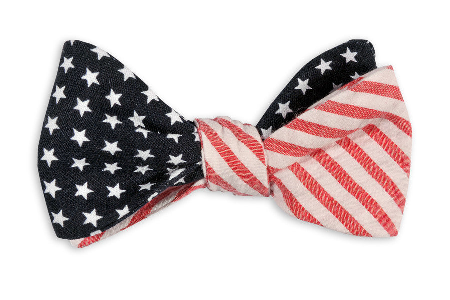 Stars & Stripes Reversible Bow Tie for Men - Patriotic American Flag Necktie for Weddings, Parties & Formal Events