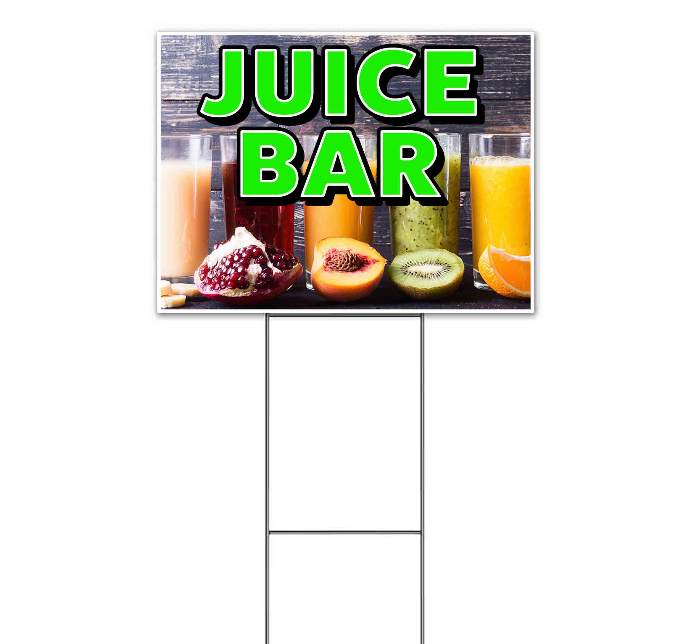 Juice Bar 18x24 Inch Yard Sign with Metal Step Stake - Bulk Discounts & Multi-Packs Available | Durable Outdoor Advertising Sign for Businesses, Events & Grand Openings | Made in USA