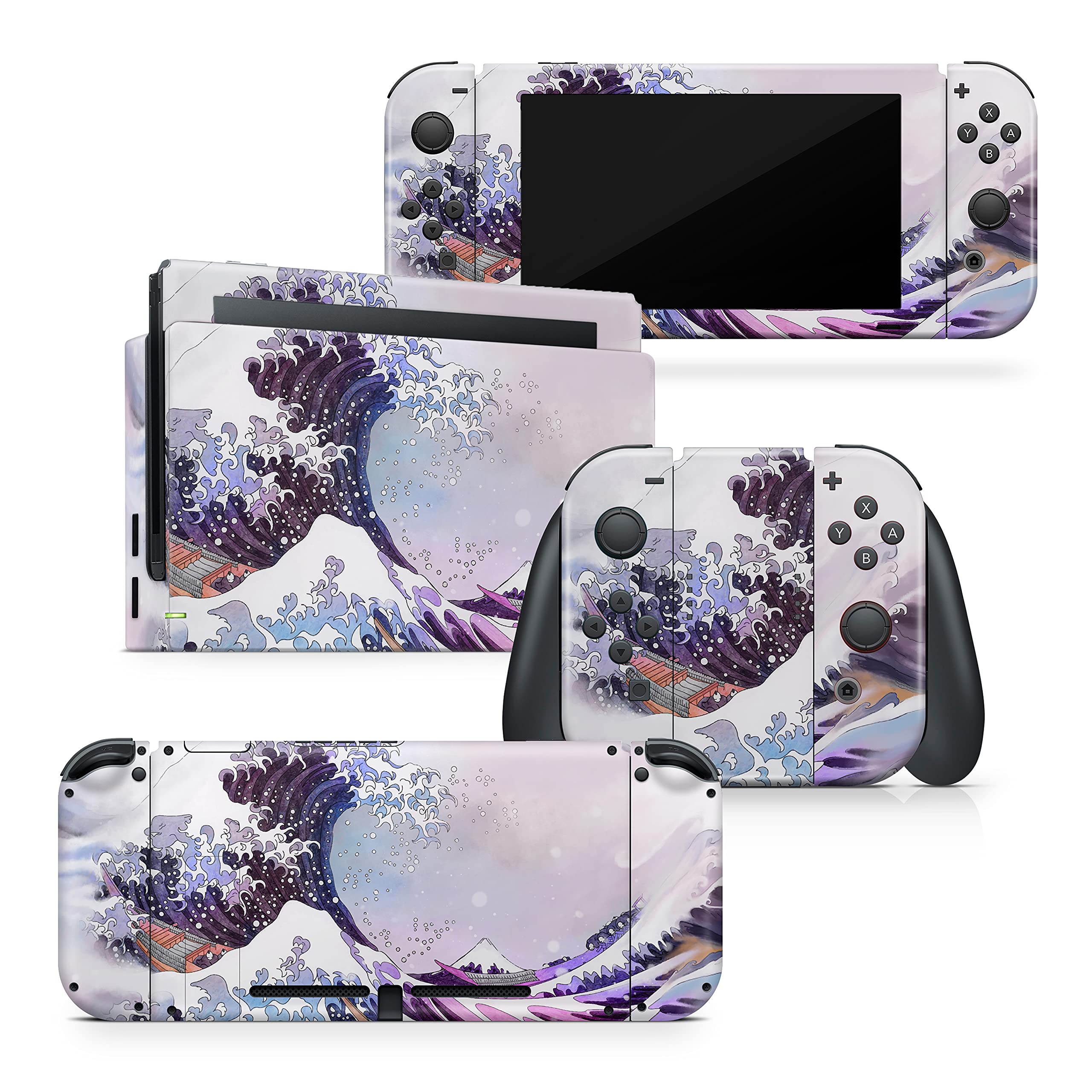 Premium Waterproof Nintendo Switch Skin Wrap - 3M Vinyl Full Body Decal with Kanagawa Wave Design, Compatible with Switch/OLED/Lite - Perfect for Gaming, Travel & Home Decor