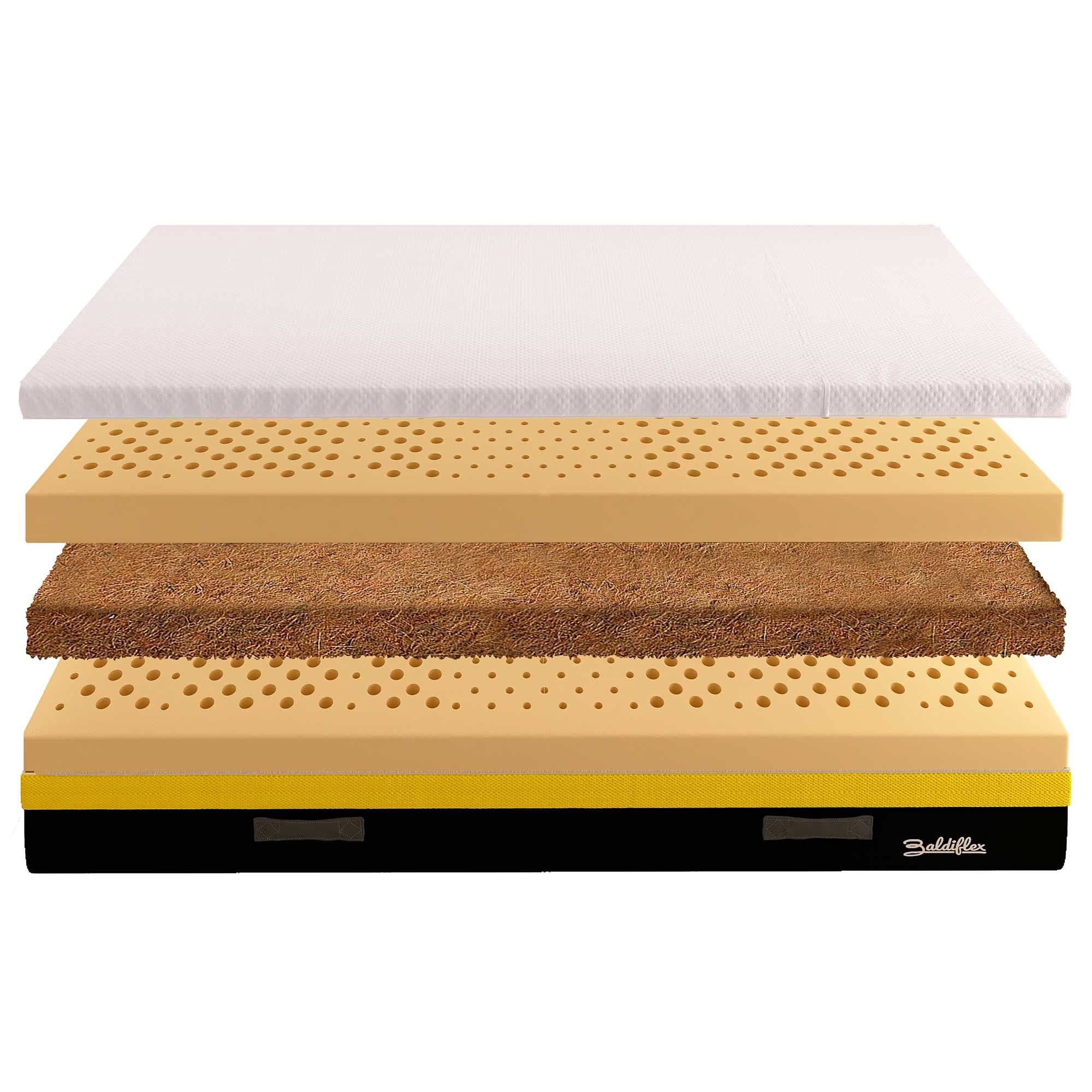 Baldiflex Flex Latex and Coconut Fiber Mattress - 120 x 190 cm, H25 cm - Natura Eco 25 - Medium Firm Support for Back Pain Relief - Perfect for Guest Rooms, Apartments & Eco-Conscious Homes