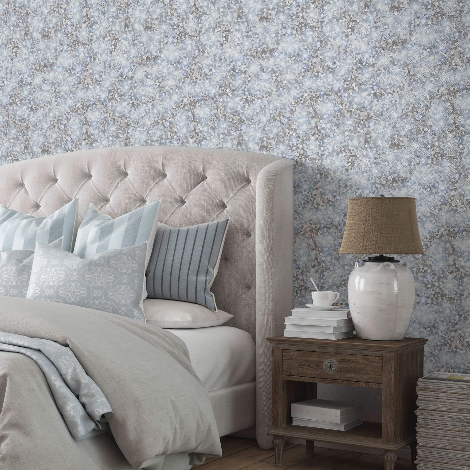 Grey Stars Peel and Stick Removable Wallpaper for Teens - Self-Adhesive Decorative Wall Covering for Bedroom, Dorm, Nursery & Home Decor