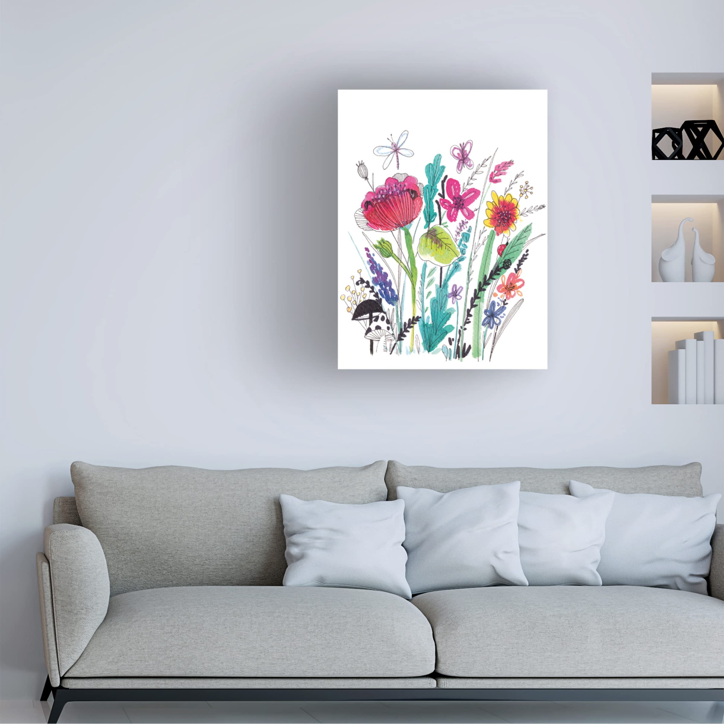 Trademark Fine Art 'Free Floral III' Canvas Wall Art by Larisa Hernandez - Modern Floral Painting for Living Room, Bedroom & Office Decor