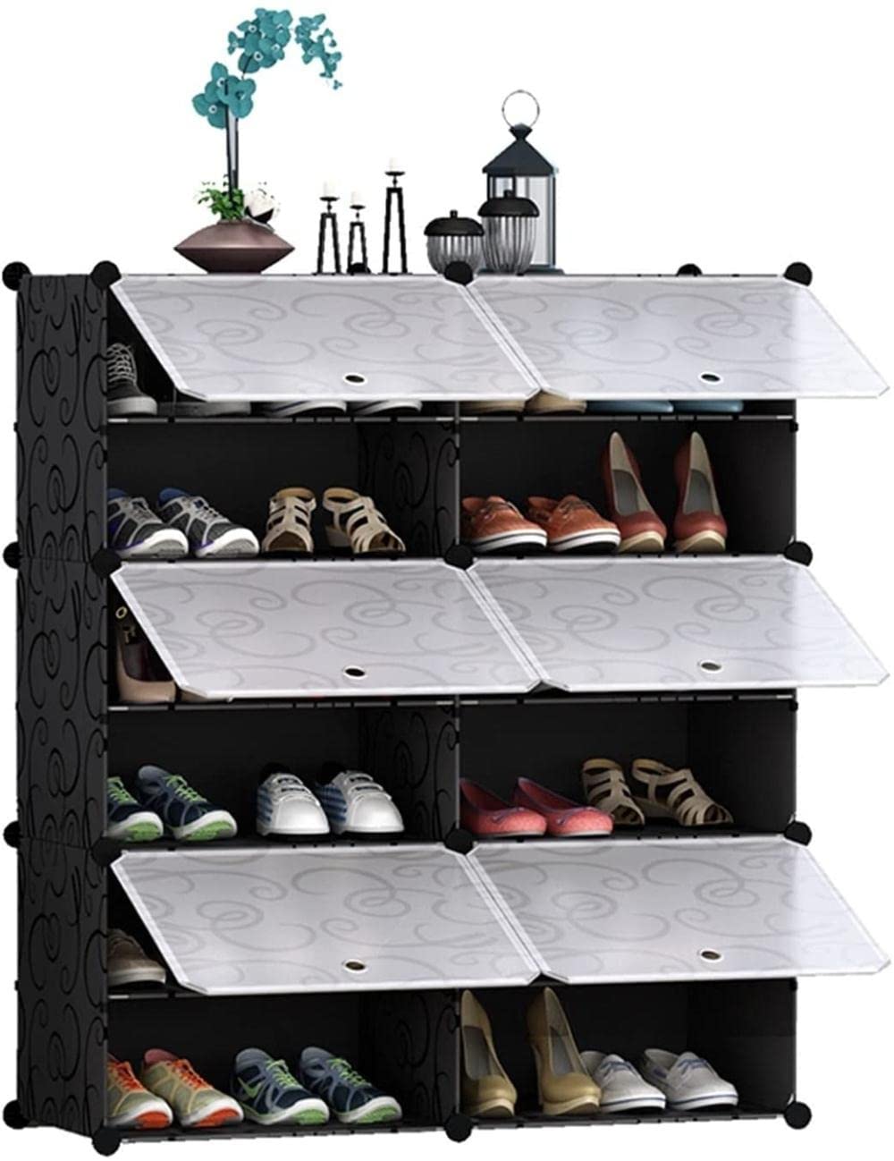 HUANE Adjustable Stackable Shoe Cabinet - Space Saving Shoe Rack Organizer for Entryway, Closet & Mudroom Storage (Color: A) - Perfect for Small Apartments & Home Organization