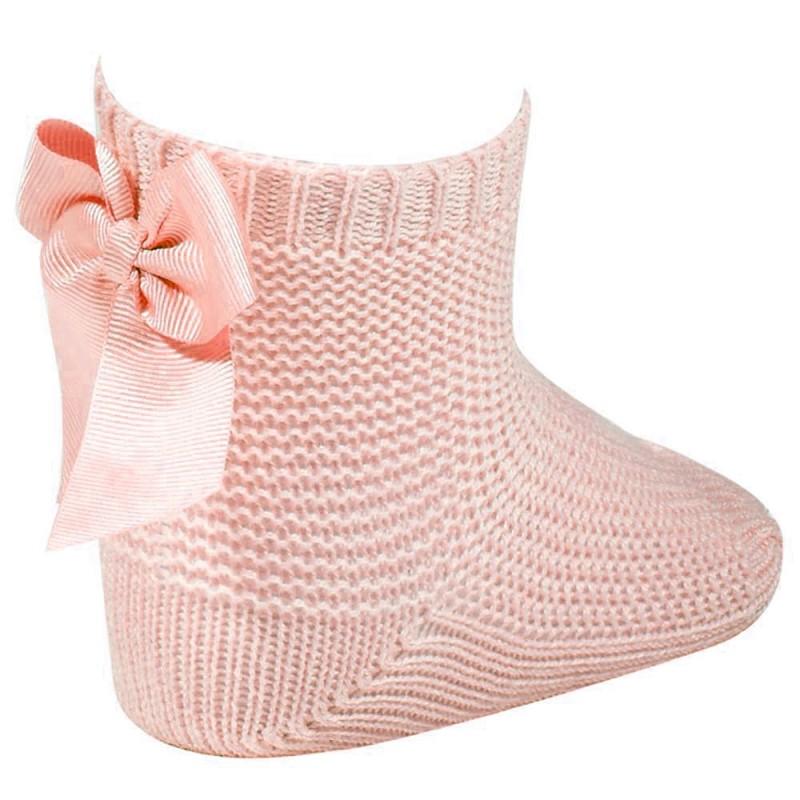 Soft Dusky Pink Moss Stitch Bow Ankle Socks for Women - Cute Casual & Office Wear - Perfect for Everyday Comfort, Gift Ideas, and Fashion Outfits