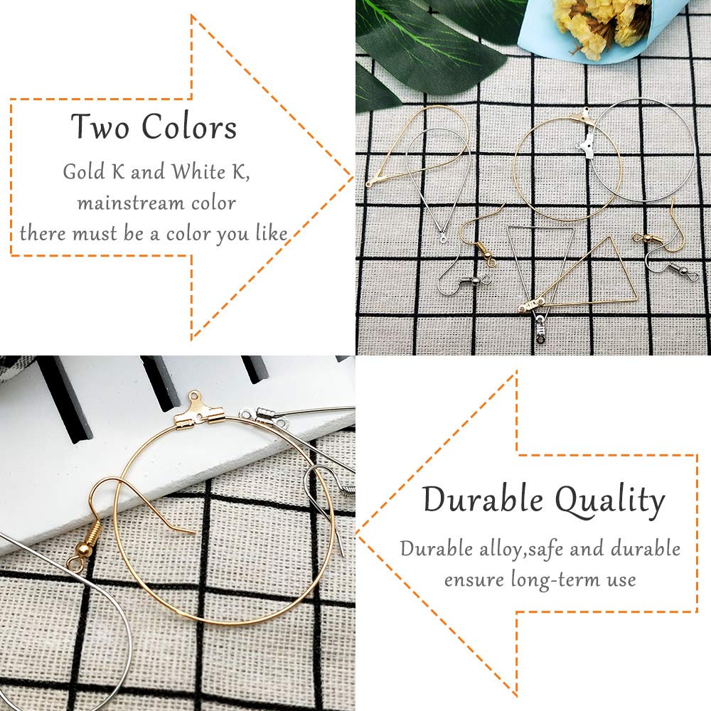 96Pcs Earring Hoop Set for Jewelry Making - Triangle, Teardrop & Round Beading Hoops with 200Pcs Ear Wires - DIY Craft Earring Supplies for Women, Gift Making & Handmade Jewelry Business