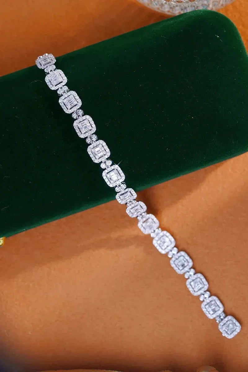 18K White Gold Luxury Square Bracelet for Women - 4.0 Carat Real Natural Diamond Tennis Bracelet | Elegant Party Jewelry Gift for Anniversary, Wedding & Special Occasions