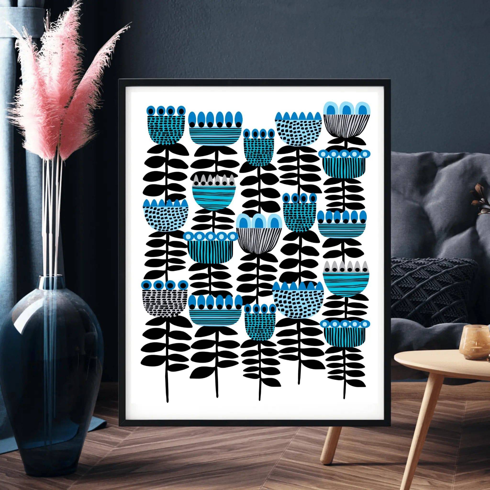 Mid Century Modern Tulips Art Print - Vintage Floral Wall Decor for Living Room, Bedroom & Office