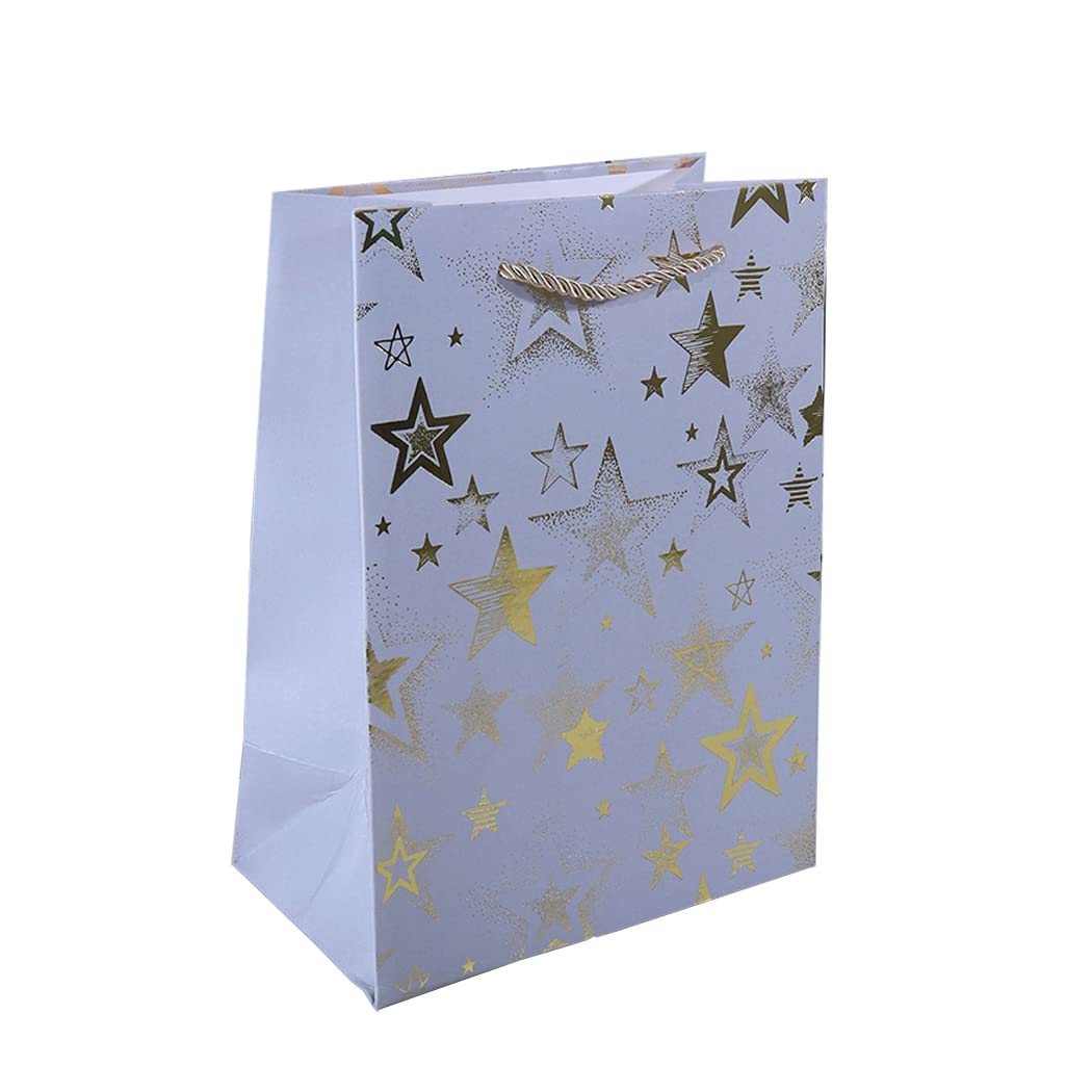 YOYIKER 12 Pack Gray Paper Party Favor Bags with Handles - Bulk Gift Bags for Weddings, Baby Showers, Birthdays, Anniversaries & Party Supplies | Perfect for Party Favors, Gift Giving & Shopping Bags