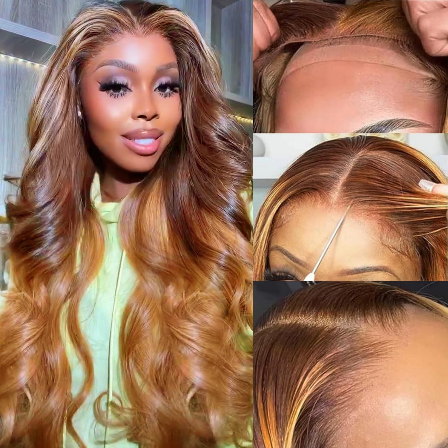 13x4 Ombre Lace Front Wigs Human Hair - Pre Plucked Brazilian Virgin Hair with Baby Hair | Blonde 13x4 Body Wave HD Lace Wig | Glueless 4/27 Colored Human Hair Wig for Women (26 Inches) - Perfect for Daily Wear, Cosplay, Parties & Special Occasions