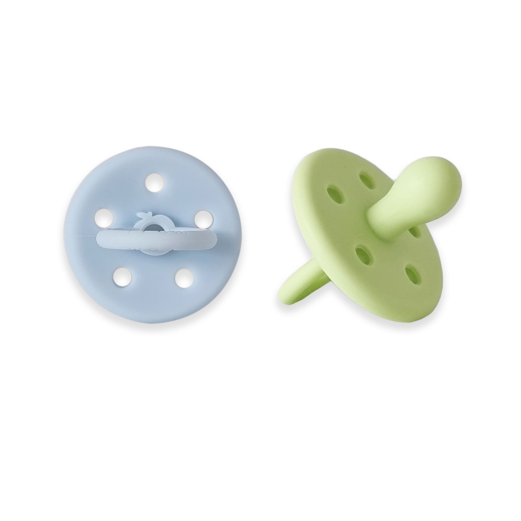 PLUM 2-Pack Silicone Baby Soothers - Kiwi & Blueberry Flavored Pacifiers for Newborns & Infants - BPA-Free, Soft & Safe for Teething Relief - Perfect for Daycare, Travel & Soothing Fussy Babies