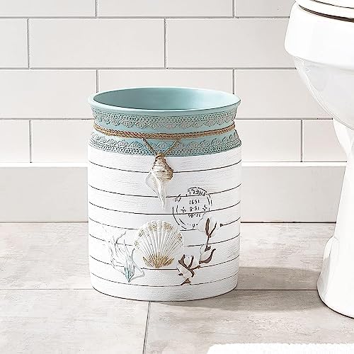 Avanti Linens Decorative Wastebasket - Farmhouse Chic Trash Can for Home & Office, Shell Collection | Perfect for Bedroom, Bathroom & Kitchen Organization