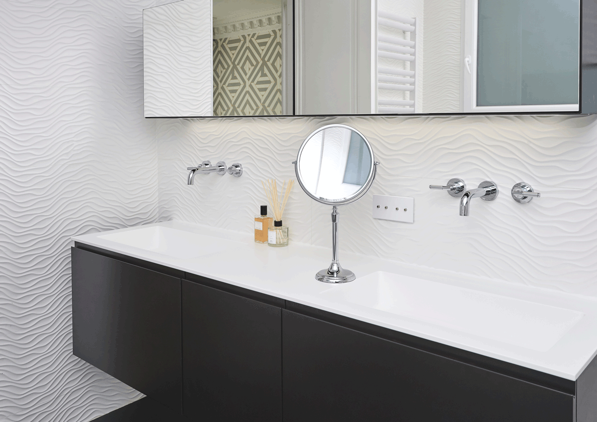 Brot PATRIMOINE 24 Reversible 9.5 Inch Adjustable Height Mirror - Perfect for Vanity, Makeup, Salon, and Home Decor
