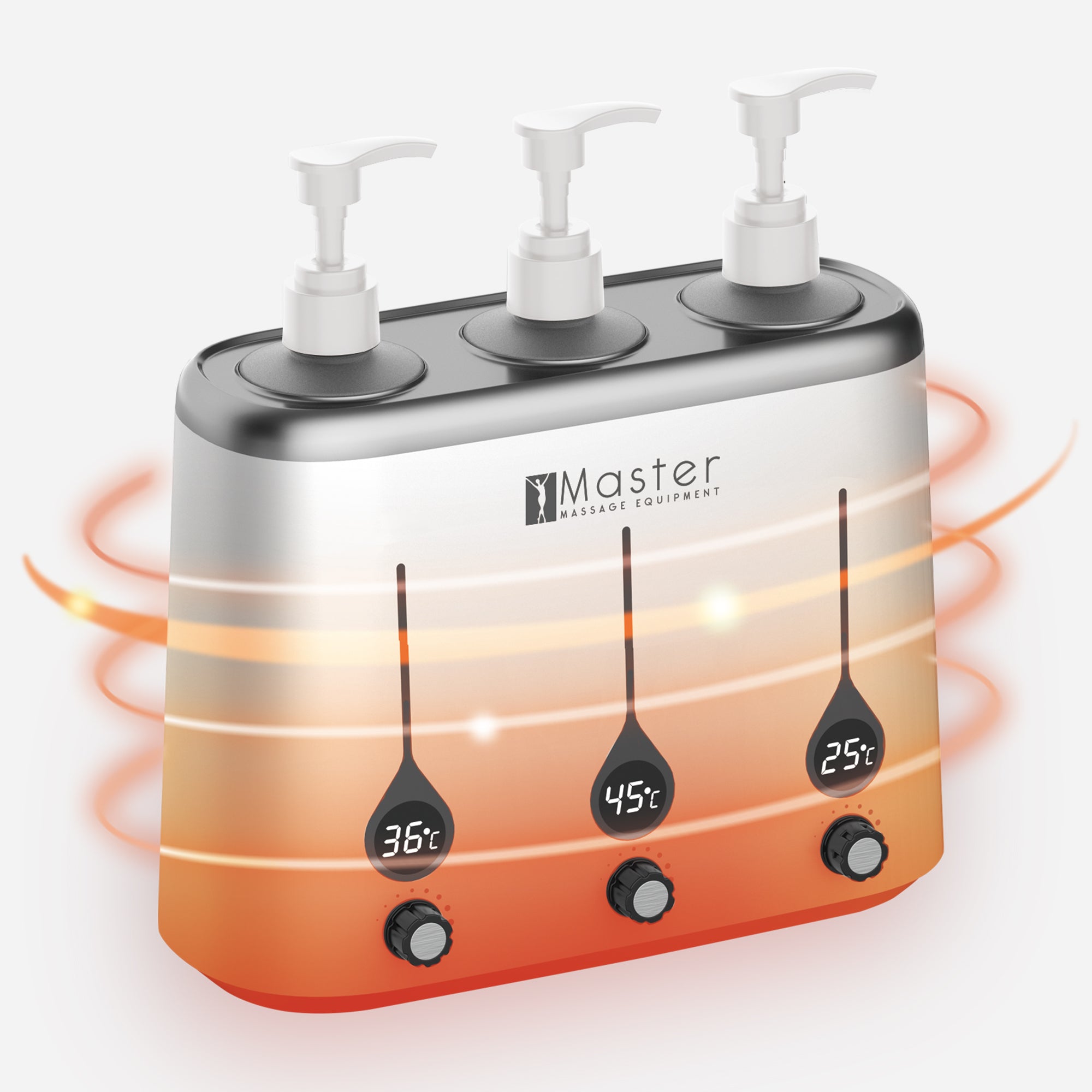 Master Three Bottle Massage Oil Warmer - Heated Lotion Dispenser for Body Cream & Massage Therapy - Fast Heating Personal Care Device - Perfect for Spa, Salon & Home Relaxation